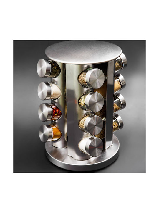Zokura Suporturi de Condimente Inoxidabile pe Suport Gri 16buc