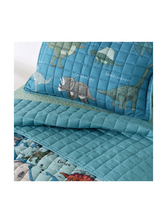 Kentia Kids Quilt Set Single with Pillowcase Pachy Blue-mint 160x220cm