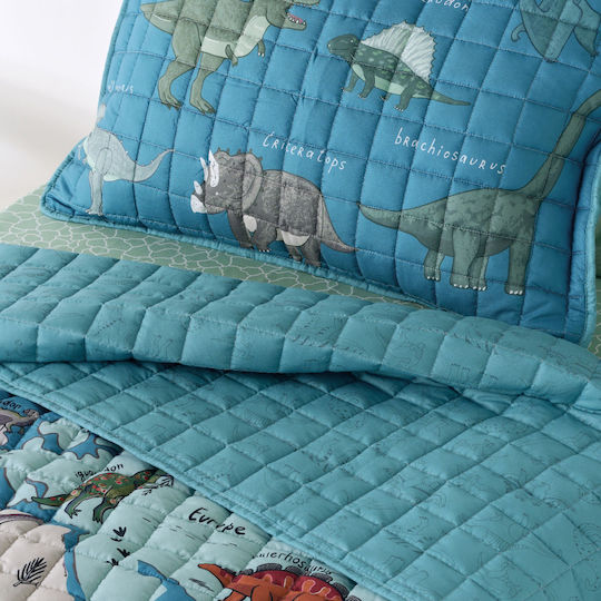 Kentia Kids Quilt Set Single with Pillowcase Pachy Blue-mint 160x220cm