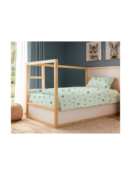 Dimcol Bear's Playtime 593 Cearceaf Pentru Copii Single Din Bumbac Mint 160x240cm