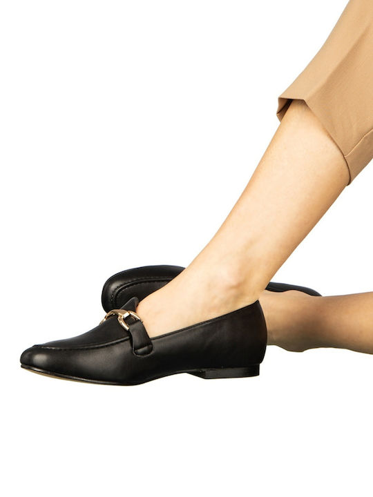 Δερμάτινα Γυναικεία Loafers σε Μαύρο Χρώμα