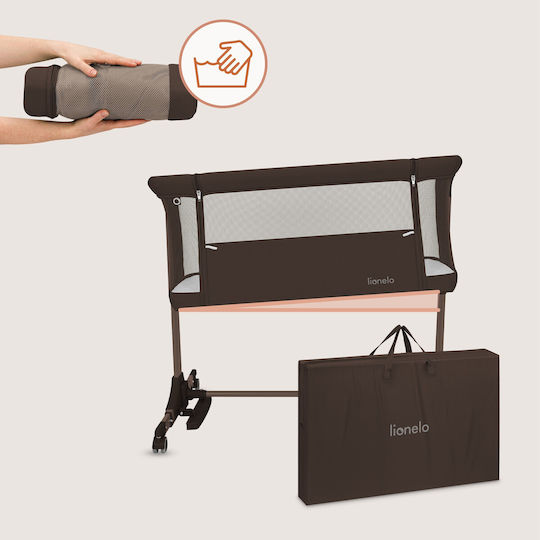 Lionelo Pari Baby Cradle with Mattress and Brown Wheels