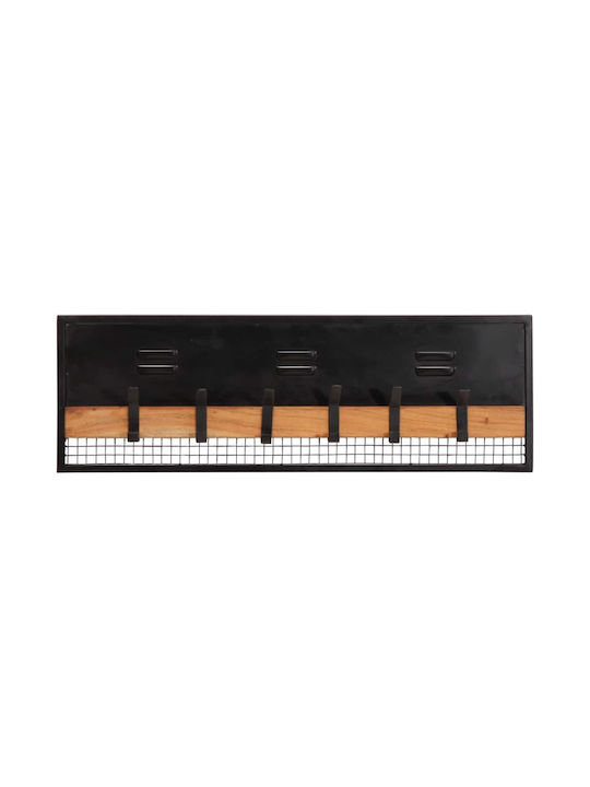 vidaXL Κρεμάστρα Τοίχου Ξύλινη 6 Θέσεων Μαύρη 90x30x11cm