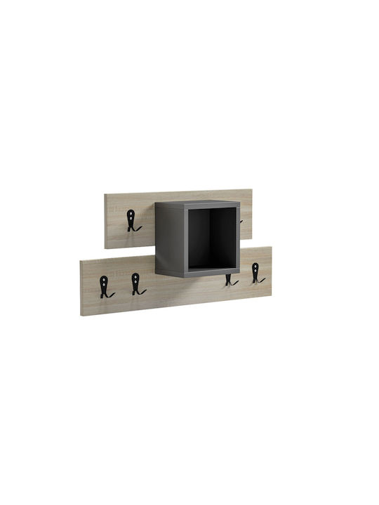 Freebox Κρεμάστρα Τοίχου Ξύλινη Γκρι 69x12x32cm