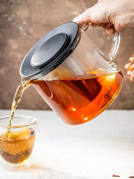 KING Hoff Τσαγιέρα Γυάλινη Γκρι 1500ml