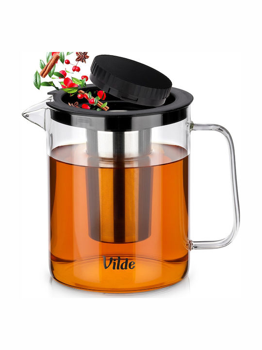 Orion Teapot with Filter Glass Black 1500ml