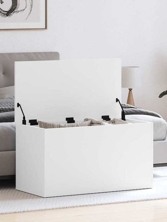 vidaXL Cutie de depozitare pentru exterior Alb PAL Lemn Alb L84xW42xH46buc