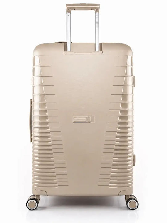Rain Large Hard Beige Travel Suitcase Height 75cm
