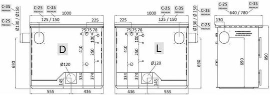 Senko C-35 Metalic Soba pe lemne Cuptor pe lemne cu Cuptor 35kW Gri