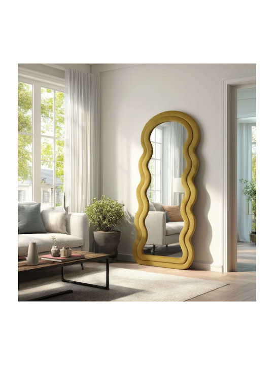 Hanah Home Огледало Асиметрично с Жълта Дървена Рамка 170x65см