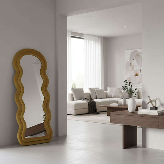 Hanah Home Oglindă De Podea Asimetrică Cu Cadru Din Lemn Galben 170x65cm