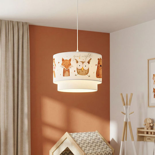 Pakketo Gute Nacht Einfaches Licht Kinderzimmer-Deckenleuchte Hängend aus Kunststoff mit E27-Fassung Weiß 30x20cm