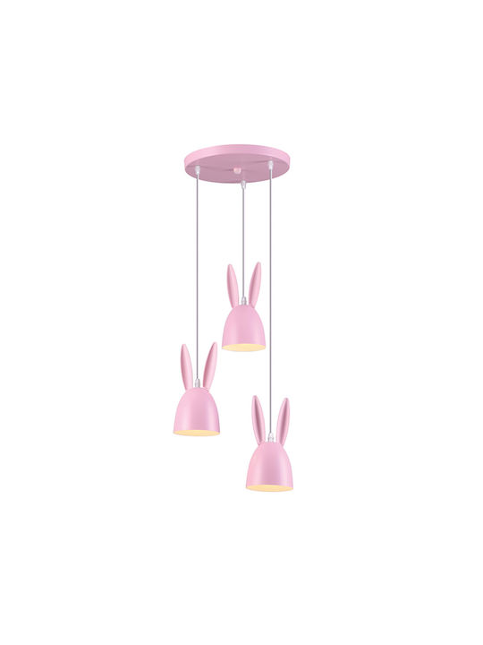 Aca Kids Metallic Chandelier Ceiling Light E27 Bunny Pink 40W 12x24cm