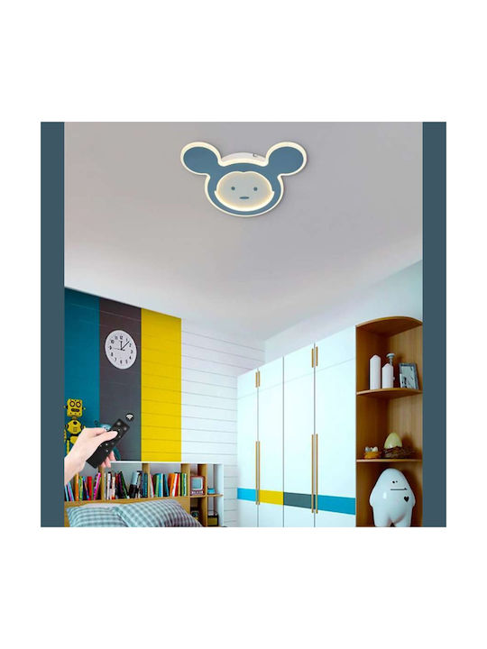 Atman Mickey Μονόφωτο Παιδικό Φωτιστικό Πλαφονιέρα 60W Μπλε