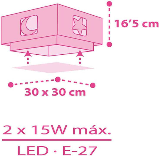 Ango Moonlight Einfaches Licht Kinderzimmer-Deckenleuchte 15W mit E27 Fassung Rosa 30cm