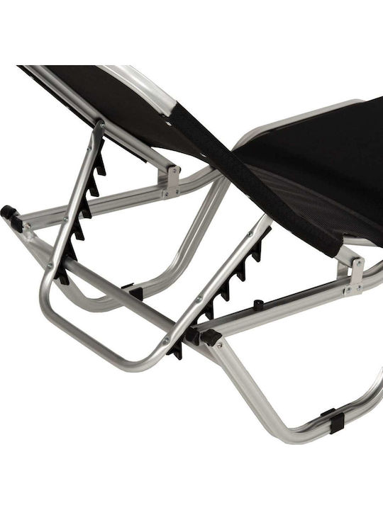 Liegestuhl Aluminium mit Kissen Black 190x60x30cm.