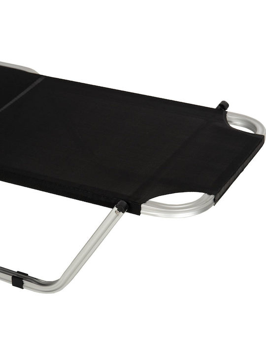 Liegestuhl Aluminium mit Kissen Black 190x60x30cm.