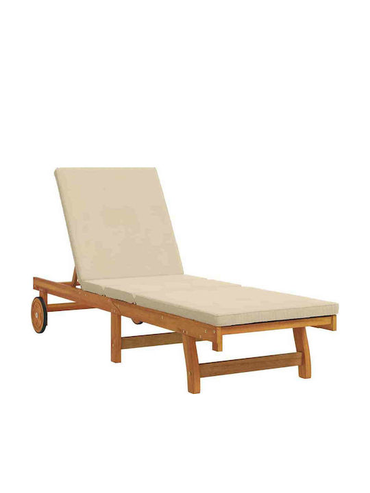 Hölzene Garten- und Pool-Liegestuhl mit Kissen Braune mit Tisch 3 Stück 63x199x85cm
