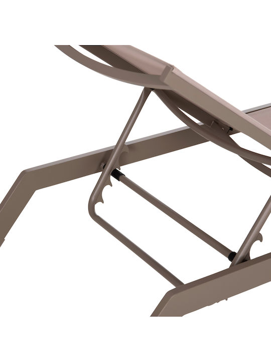 Aluminum Deckchair Marimar with Brown Textilene Fabric 218x67x31cm