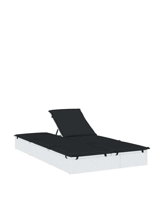 Ξαπλώστρα Διπλή Rattan με Μαξιλάρι Λευκή 201x110x20εκ.