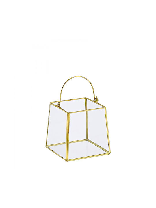 Palma Emporio Glass Lantern Gold 13x13x12.5cm