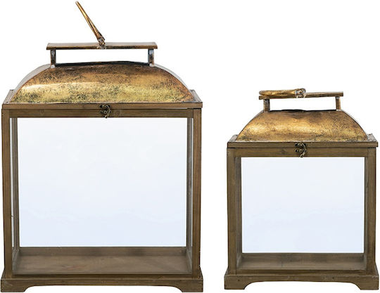 Artekko Wooden Lantern Set Brown 2pcs