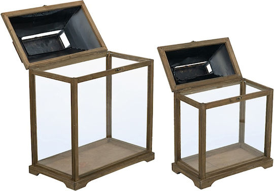 Artekko Wooden Lantern Set Brown 2pcs