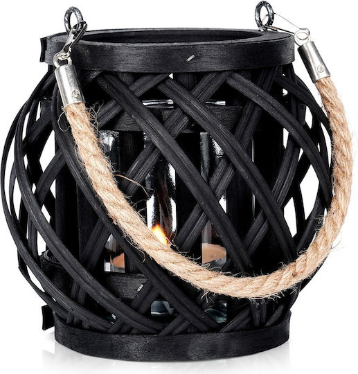 Koopman Laterne Bamboo Schwarz 14x15x15cm 1Stück