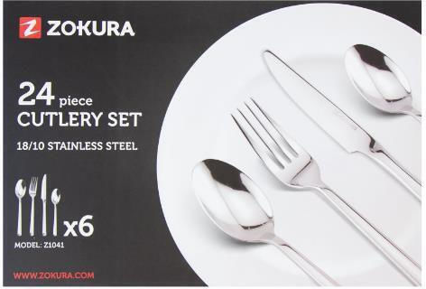 Zokura Cutlery Set Stainless Steel 18/10 Silver 24 Pieces