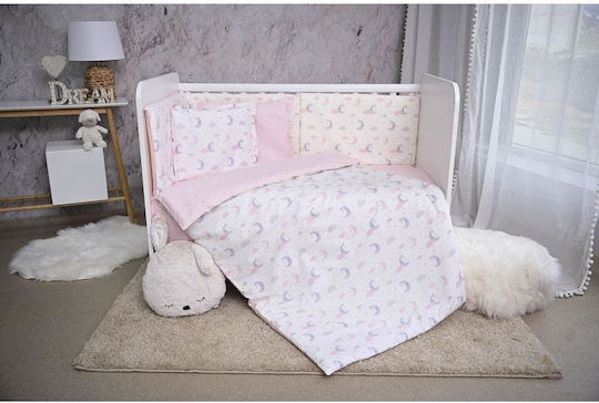 Lorelli Set Pentru Patut Moons & Stars Roz Moons & Stars 10 Bucăți