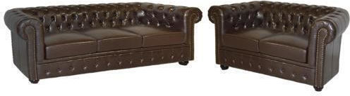 Σετ Σαλονιού Chesterfield Dunkelbraun 3-Seater & 2-Seater