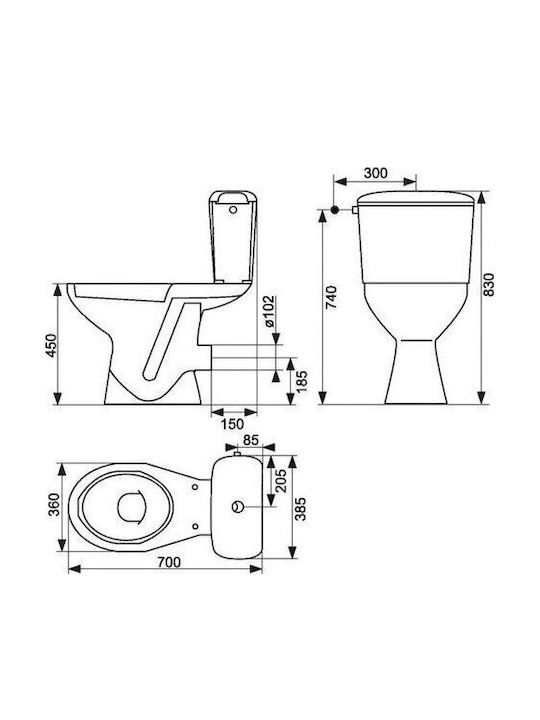 Ideal Standard Ulysse Accessible Toilet and Flush White
