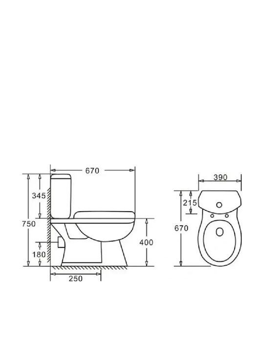 Creavit Stehende Toilette mit Spülung mit Deckel Sanftes Schließen Weiße