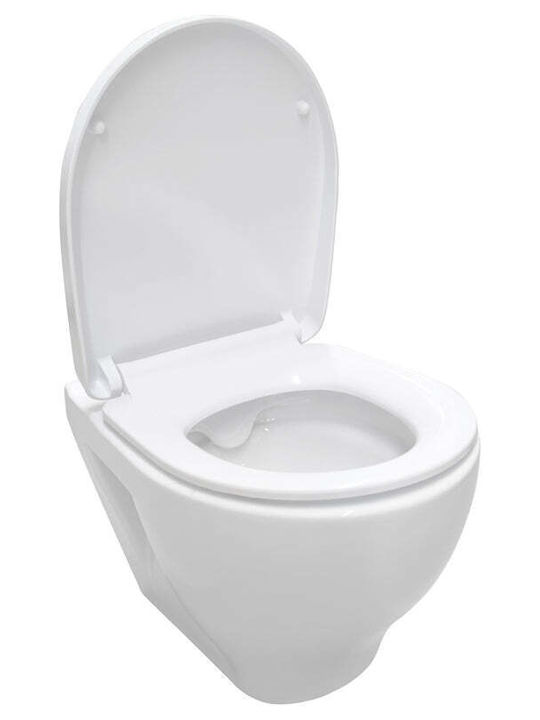 Cersanit Clean On Wandhängende Toilette Randlos mit Schlank Deckel Duroplast Weiße