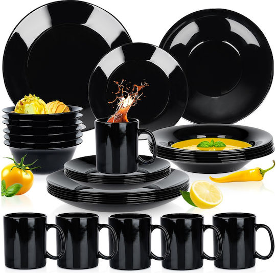 Vilde Negru Sticlă Set de Vase 30buc Vilde Negru Sticlă Set de Vase 30buc