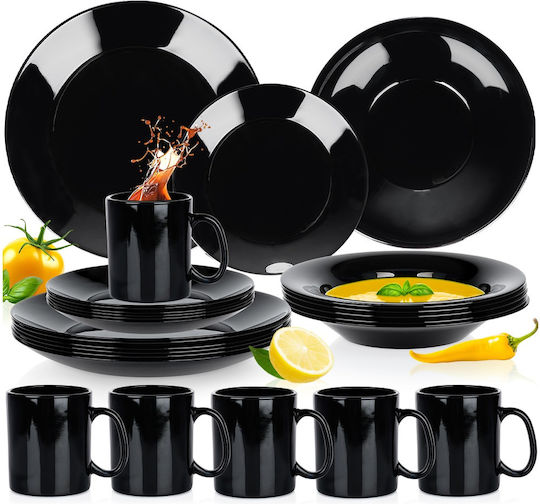 Vilde Negru Sticlă Set de Vase 24buc Vilde Negru Sticlă Set de Vase 24buc