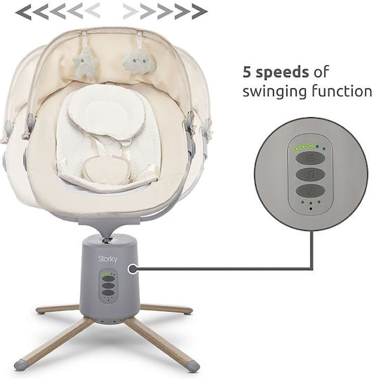 Lorelli Elektrische Babywippen & Schaukelstühle Storky mit Musik und Vibration Grau für Kinder bis 5,2 kg