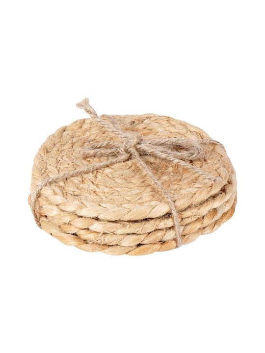 Zaros Rund Untersetzer Hölzernes Beige 10cm 4Stück
