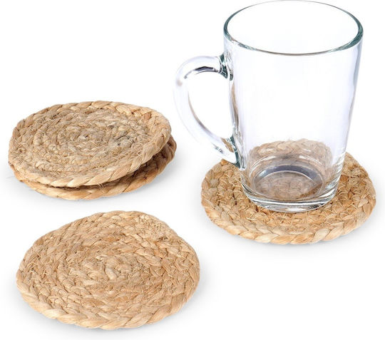 Zaros Rotund Suporturi pentru pahare Lemn Bej 10cm 4buc Zaros Rotund Suporturi pentru pahare Lemn Bej 10cm 4buc