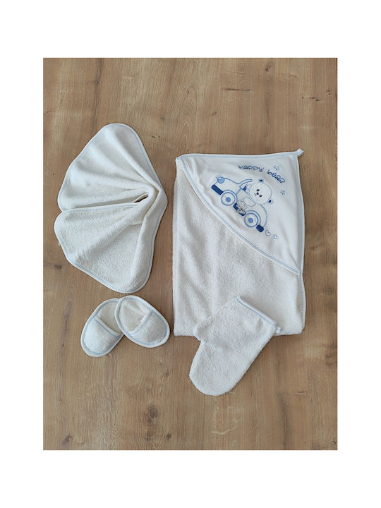 Stewehome Set 20 Pieces Newborn Boy Towel 100% Cotton Embroidery Teddy Bear Ecru