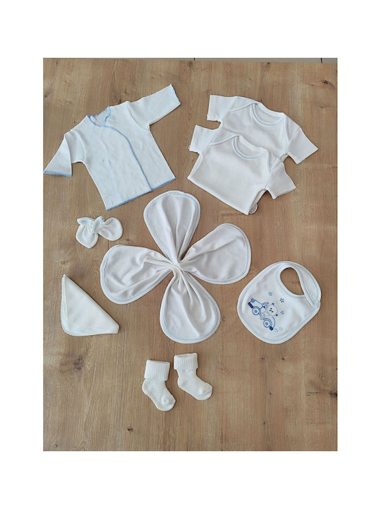 Stewehome Set 20 Pieces Newborn Boy Towel 100% Cotton Embroidery Teddy Bear Ecru