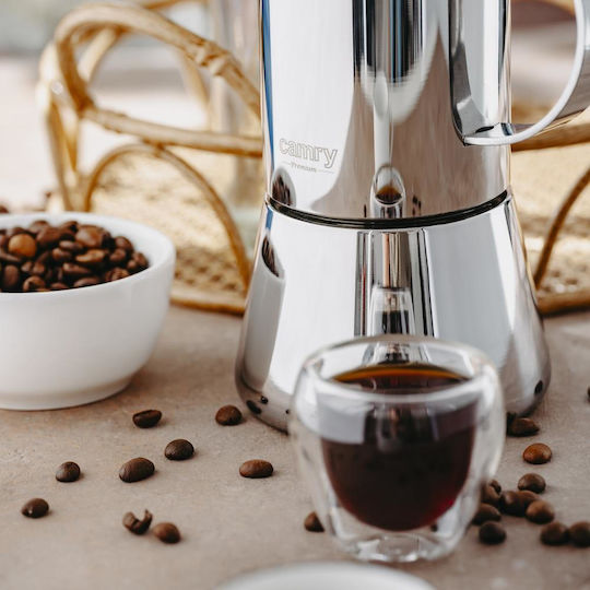 Camry Stovetop Espresso Pot 6 Cups Inox Gray