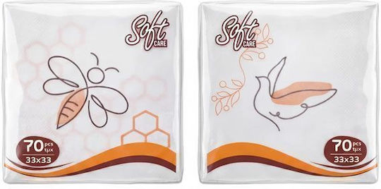 Maxi Soft Care 70 White Single Ply Napkins