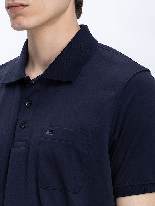 Polo Herrenbluse Kurzarm Dunkelblau