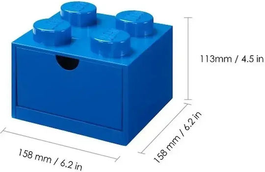 LEGO Детска кутия за съхранение от пластмаса 4 Knobs Син 15x15x11см 1бр