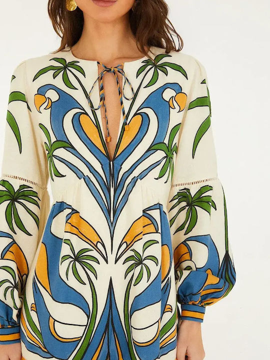 Summer Mini Dress with Ruffles Multicolour