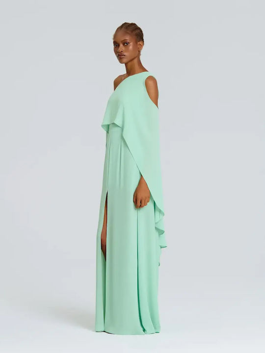 Sommer Maxi Abendkleid Drapierung Aloe Vera