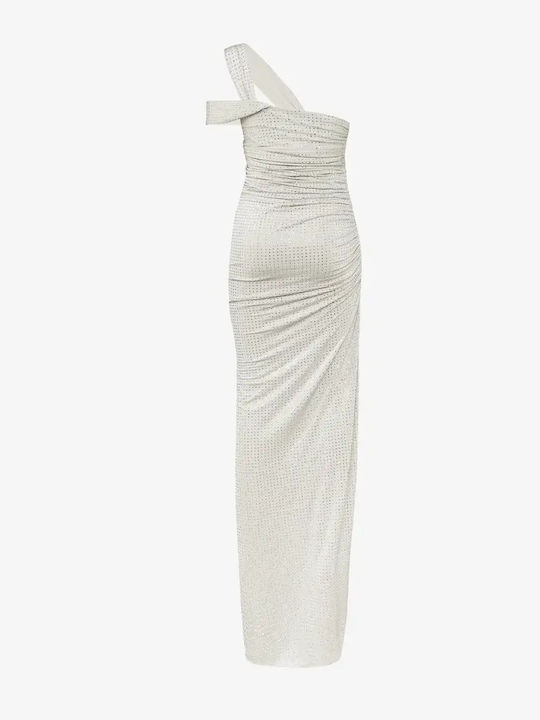 Summer Evening Drape Dress with Slit Almond
