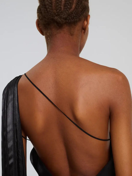Summer Mini Evening Drape Dress Black