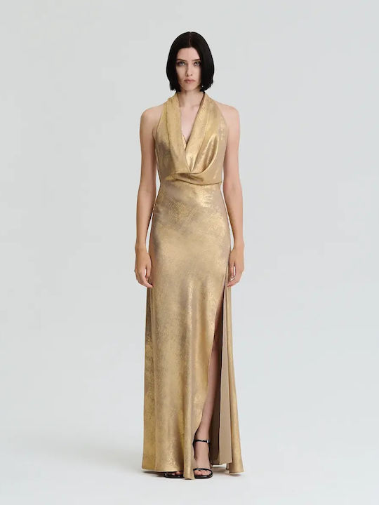 Maxi Evening Slip Dress Gold